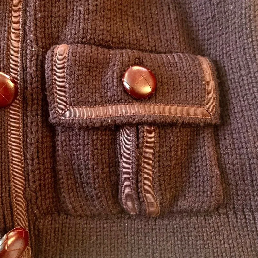 Marc Jacobs Wool Knit Utility Jacket Burgundy Pointed Collar Pockets XS Button U - Picture 4 of 11